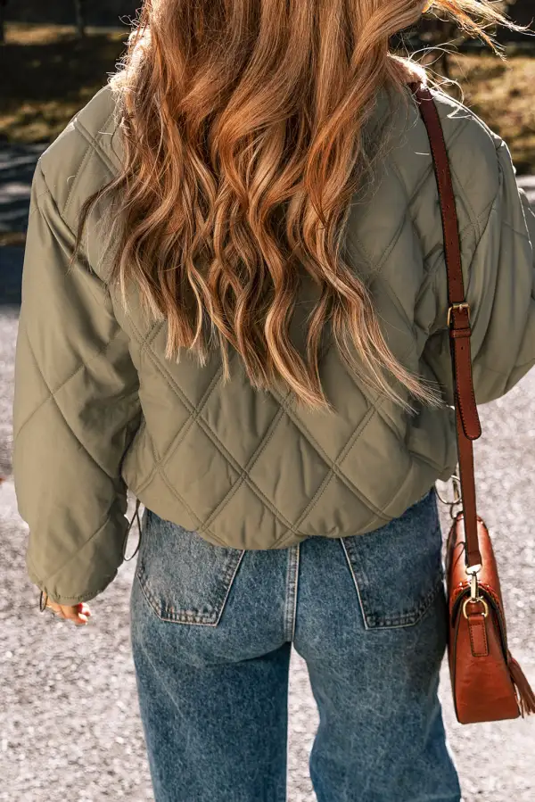 Jungle Teddy Collar Flap Pockets Quilted Puffer Jacket