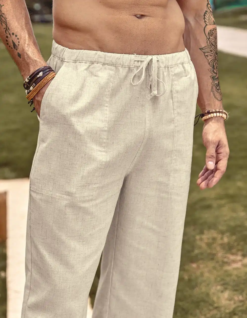 Linen Waist Yoga Pants