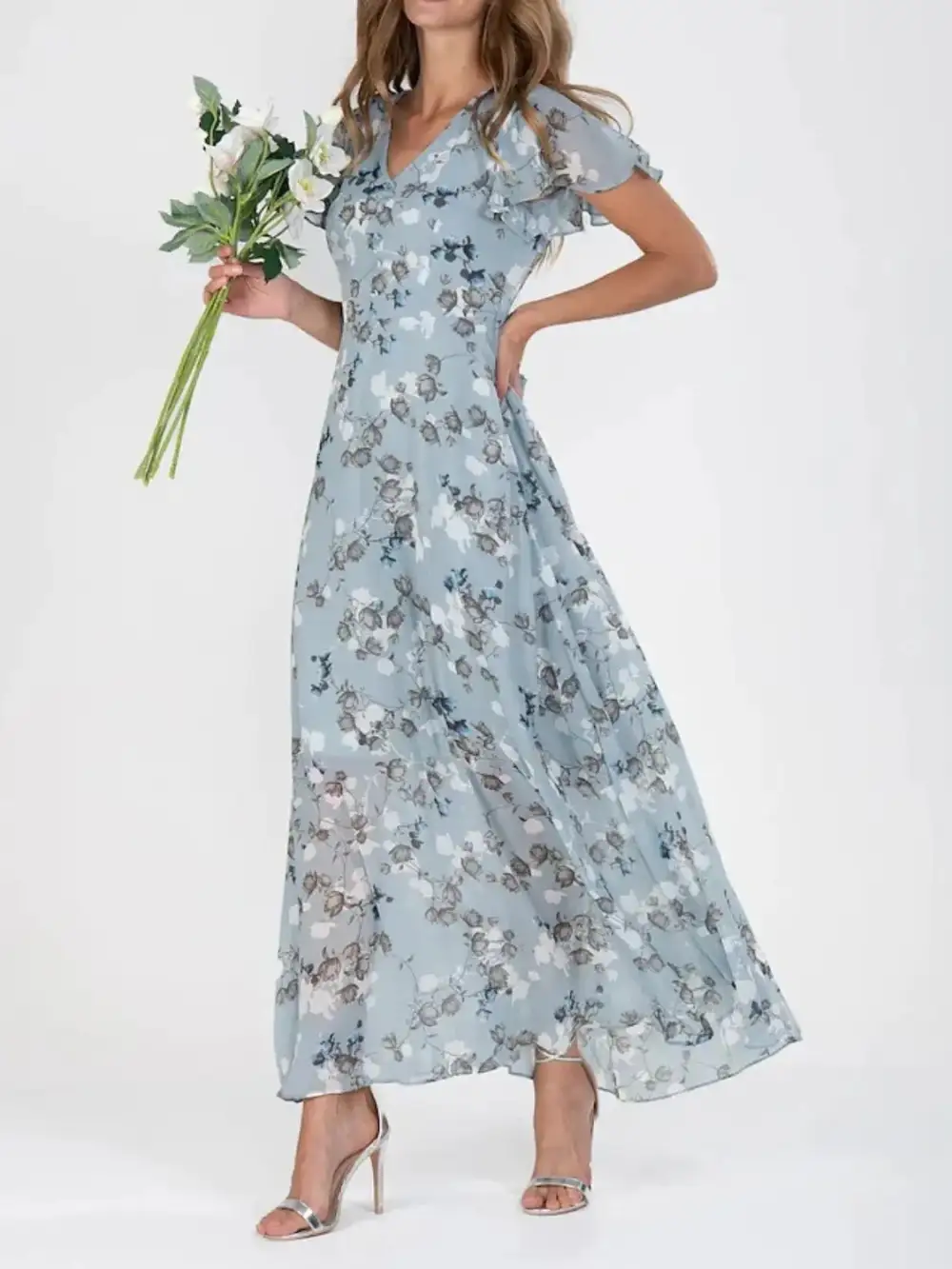 V-Neck Floral Maxi Dress