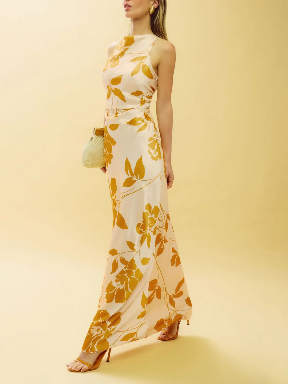 One Shoulder Satin Maxi Dress