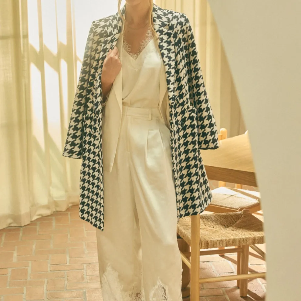 Relaxed Houndstooth Coat