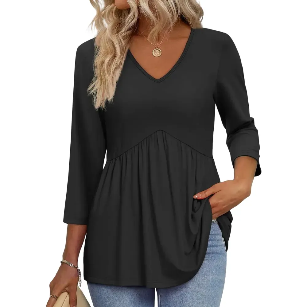 Women's Sleeve V-Neck Blouse