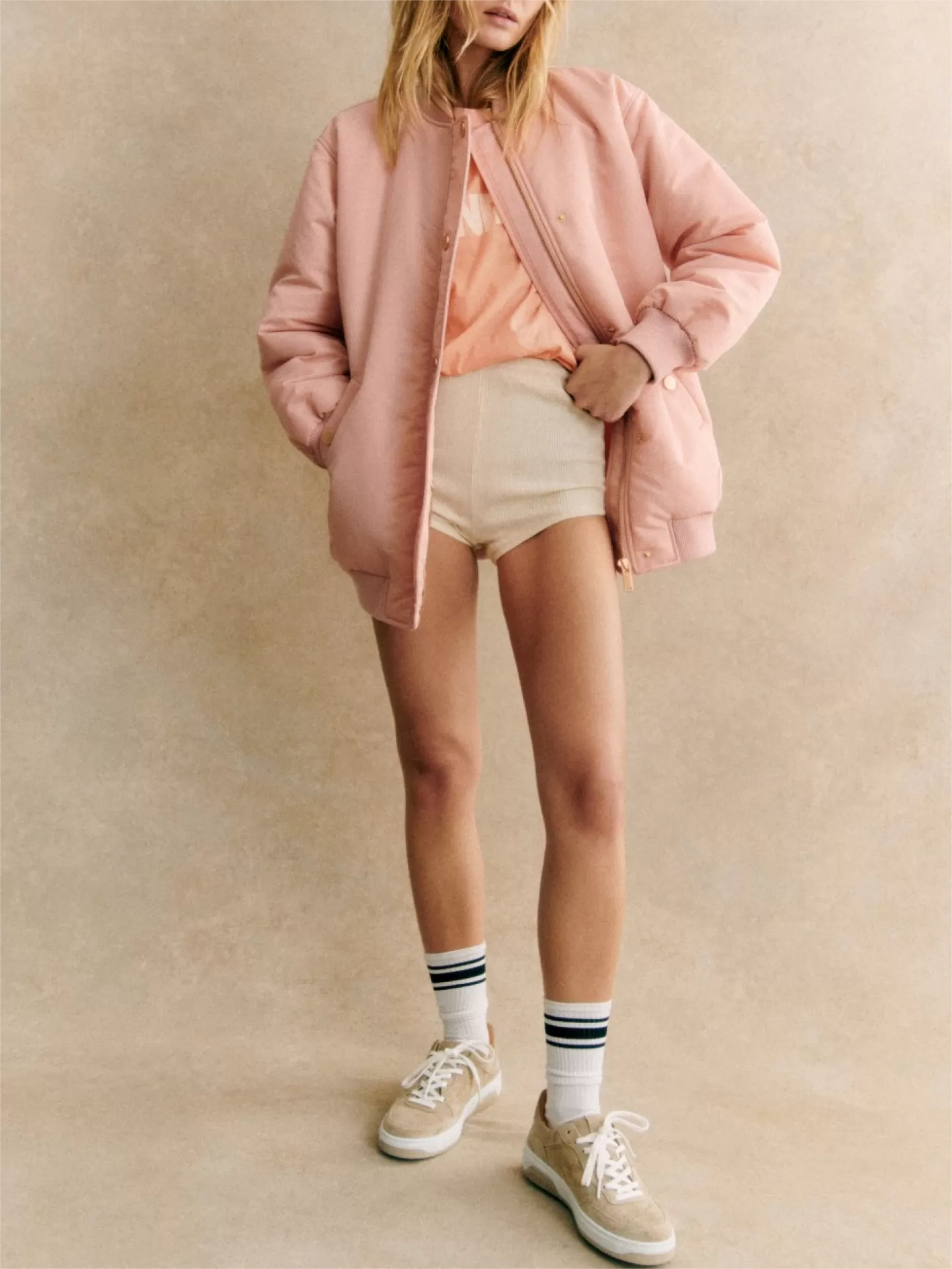 Pink Padded Bomber Jacket