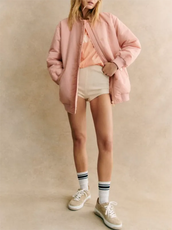 Pink Padded Bomber Jacket
