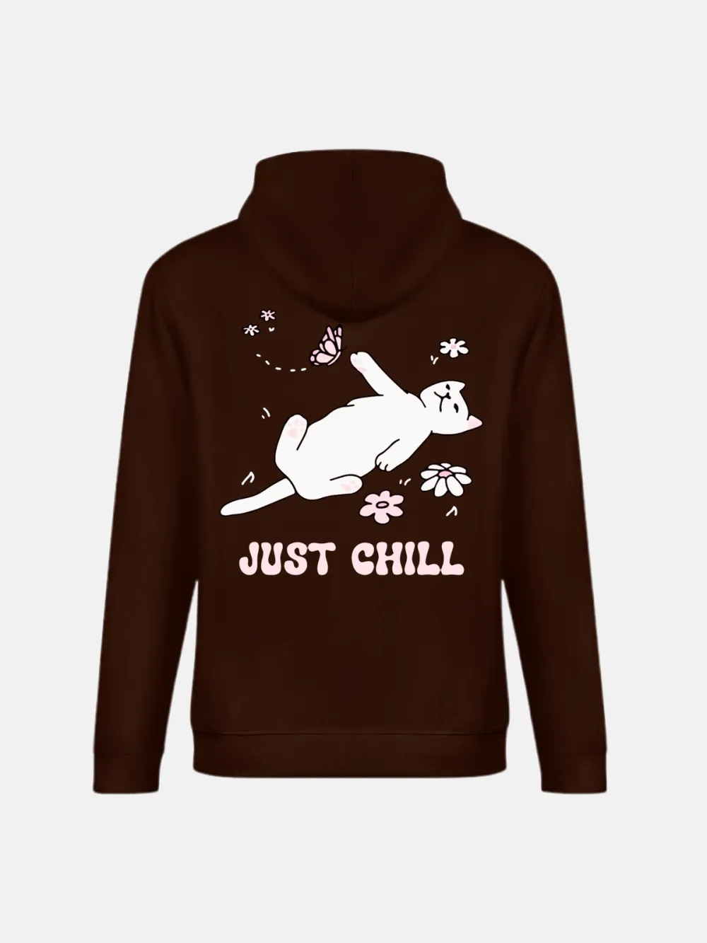 Just Chill Cat Pattern Hoodie