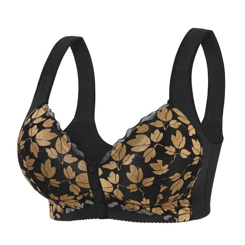 Lace Front Buckle Wireless Bra