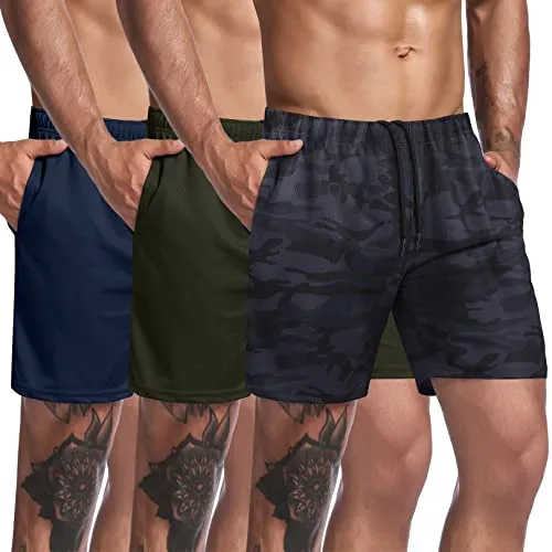 Triple Pack Workout Shorts With Pocket