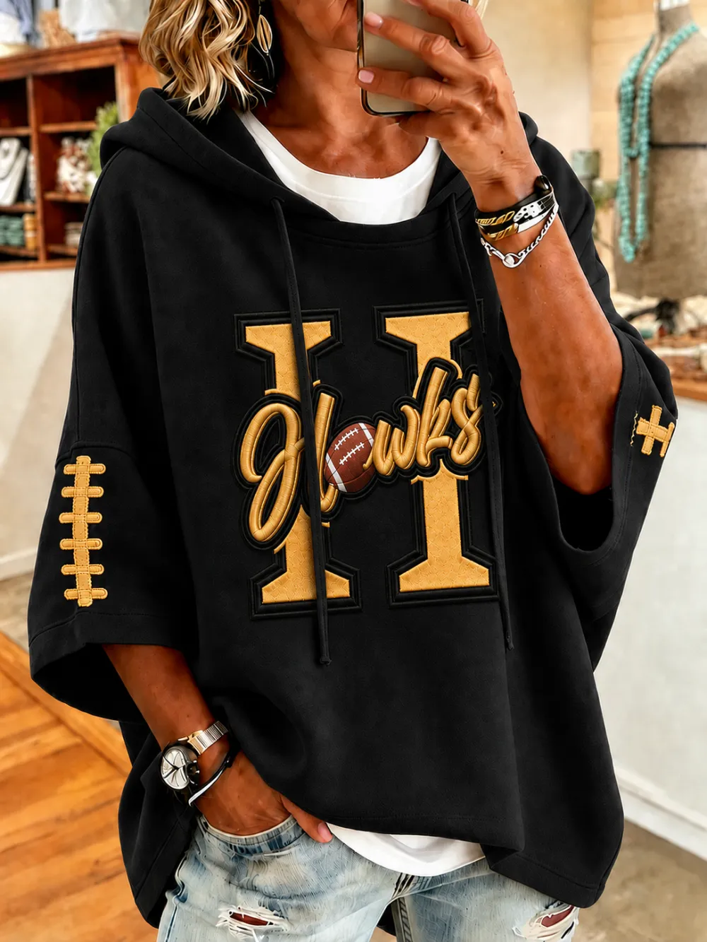 Women’S Football Fans Print Hoodie