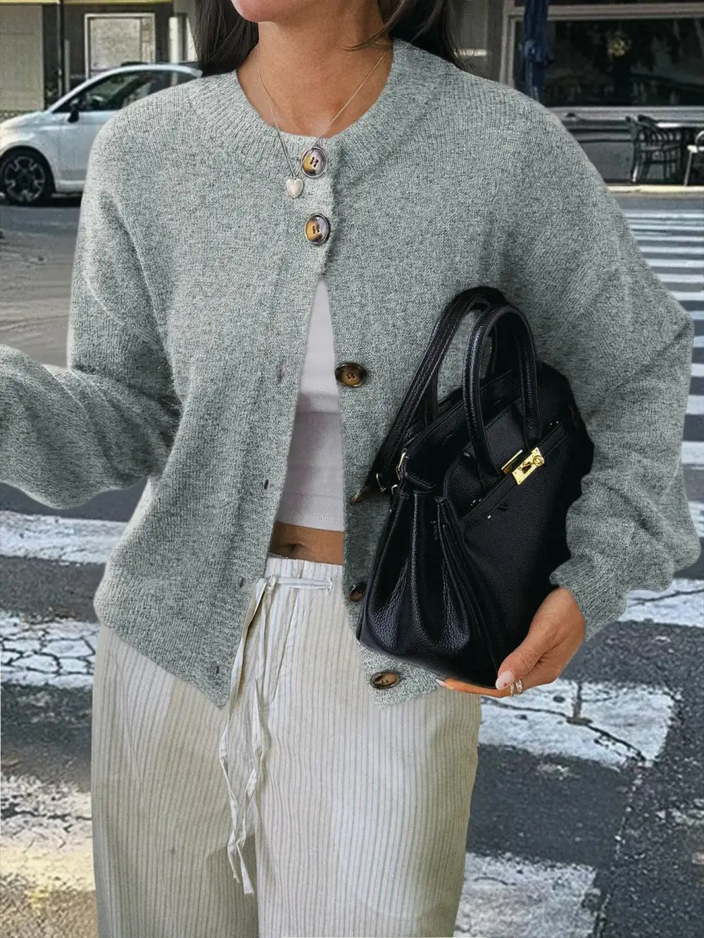 Medium-Length Cable Knit Jacket