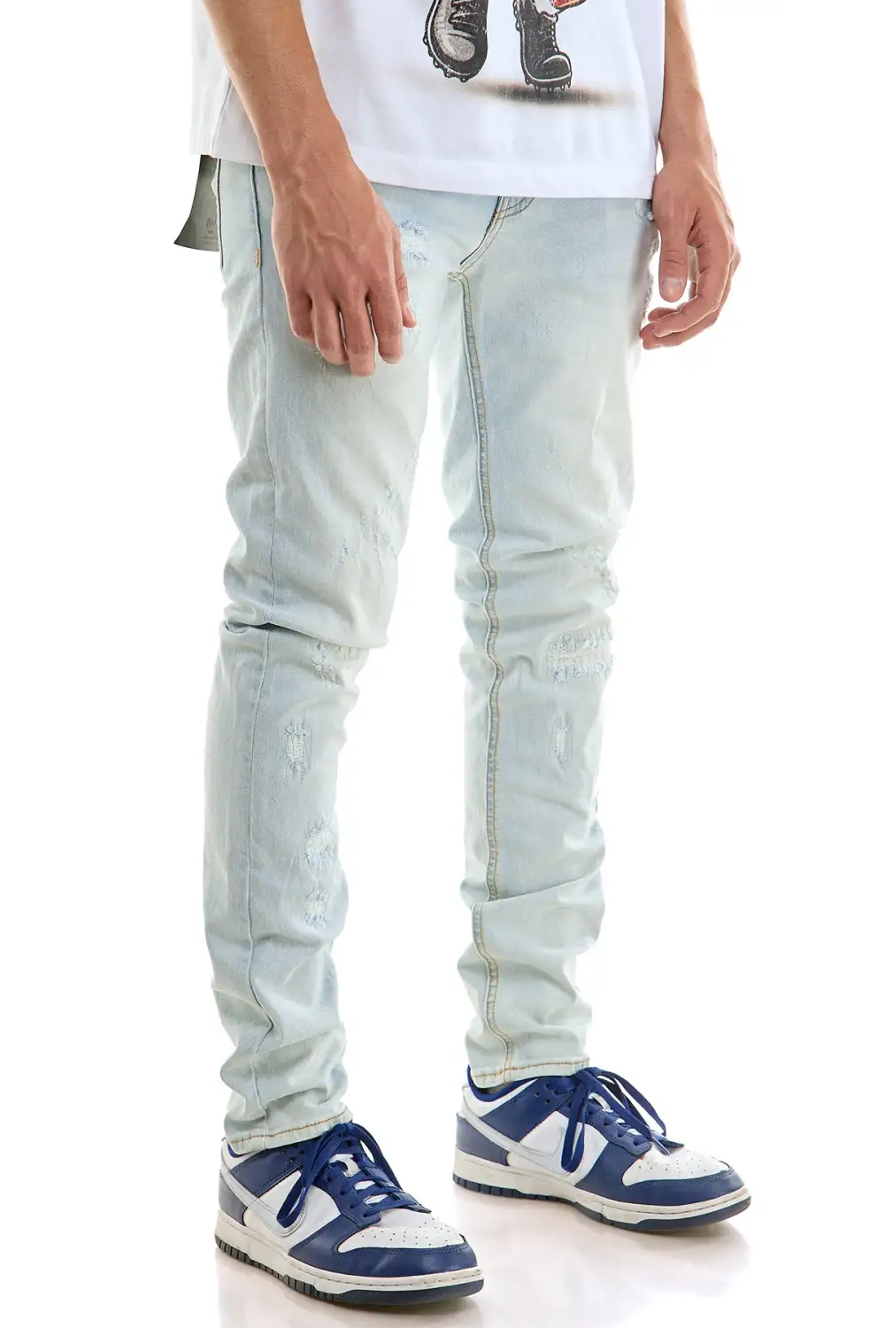 Men's Relaxed Skinny Stacked Distressed Jeans