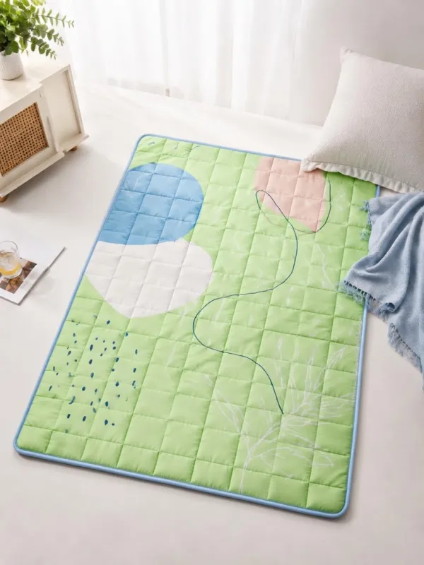 Abstract Geometric Leaf Print Cooling Mat
