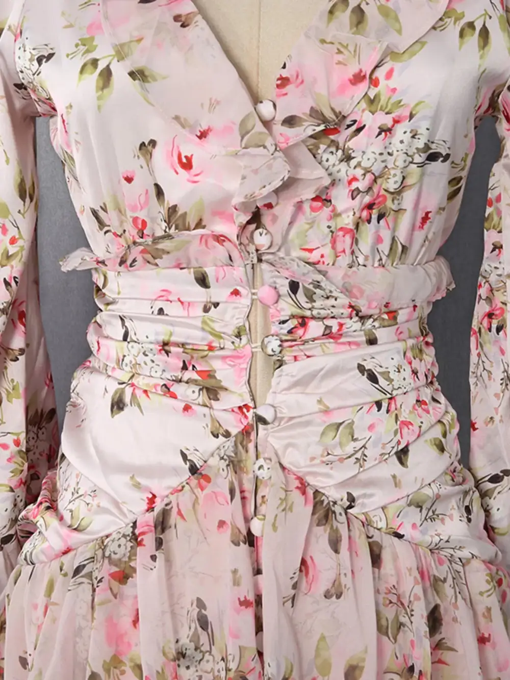 Structured Shape Floral Printed Ruffle Mini Dress