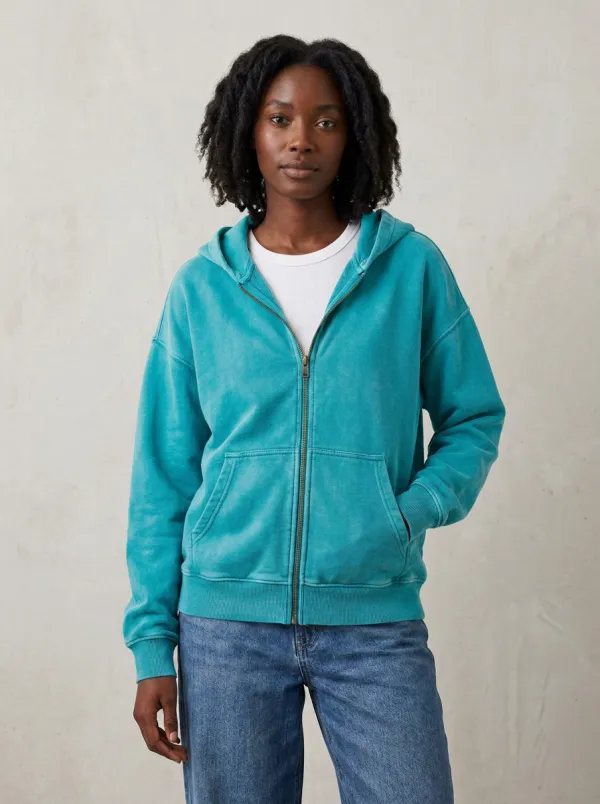 Vintage-Wash Zip-Up Women's Zip-Up Hooded Jacket