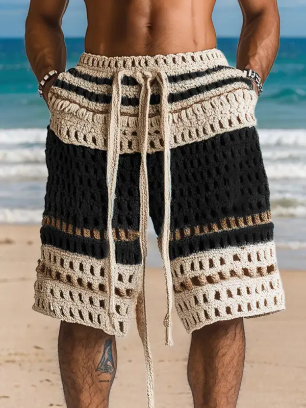 Men's Casual Knit Braided Shorts