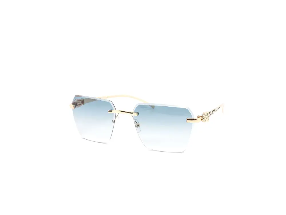 12-Pack Luxury Rimless Hexagon Gradient Metal Sunglasses