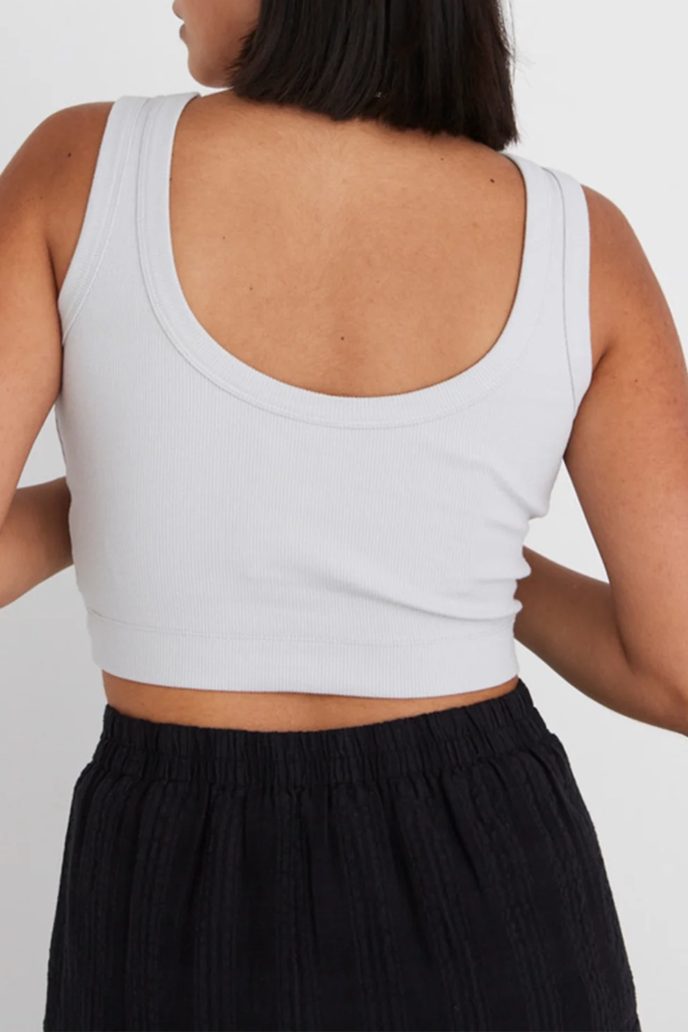 Grey Ribbed Crop Tank Top