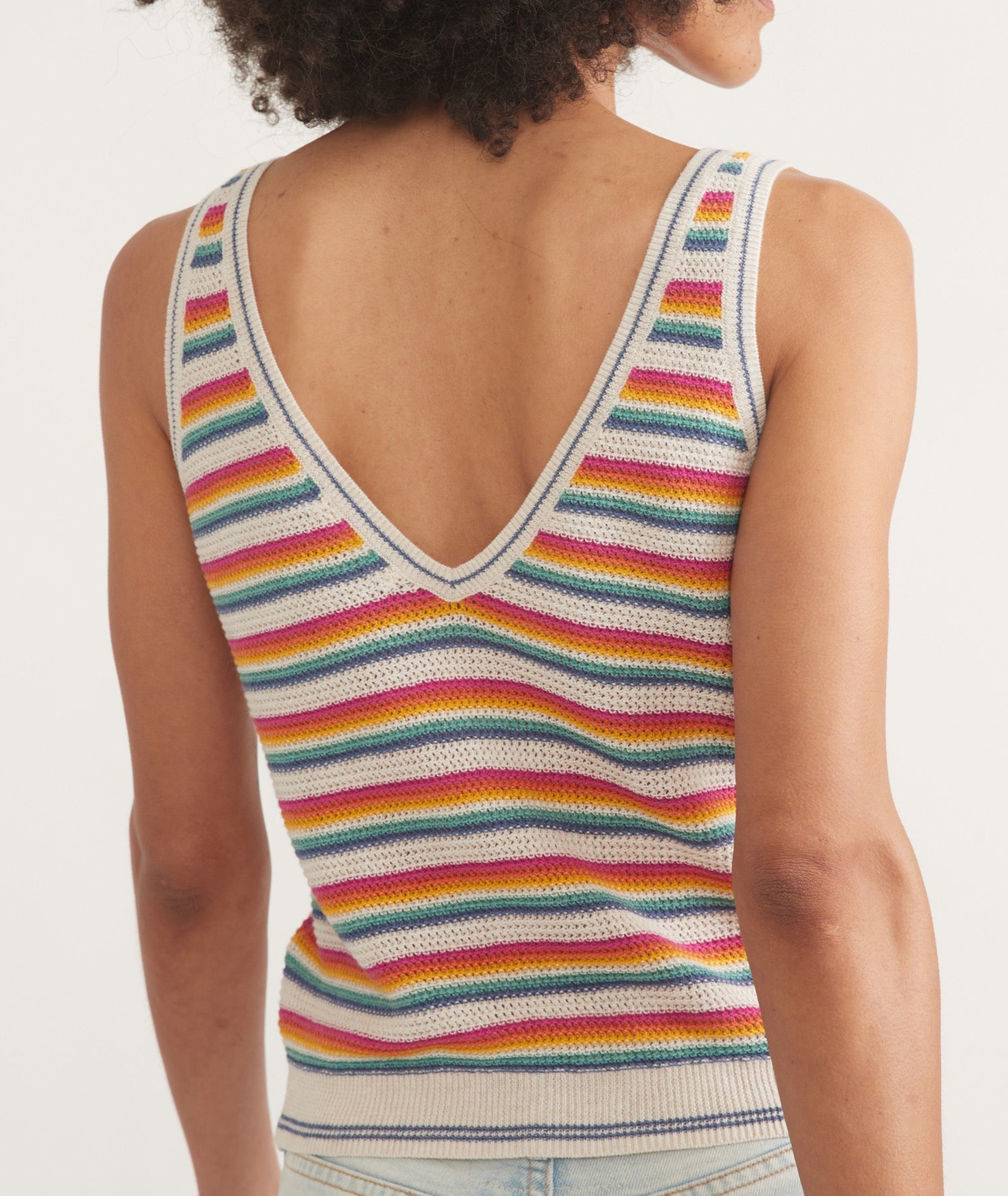 Rainbow Striped V-Neck Sweater Tank