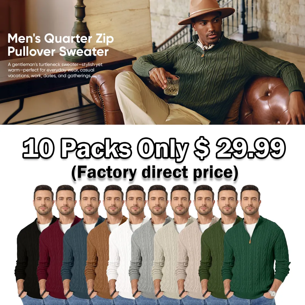 🔥 Men’s Quarter Zip Cable Knit Sweater – Timeless Texture. Effortless Warmth. Everyday Style | Winter Sale – Up to 40% OFF!