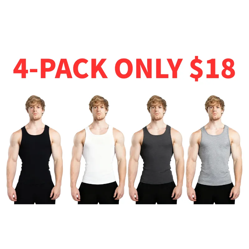Men's Tank Top Scoop Neck Knit Gym Workout Muscle Tank Undershirt Sleeveless Shirts