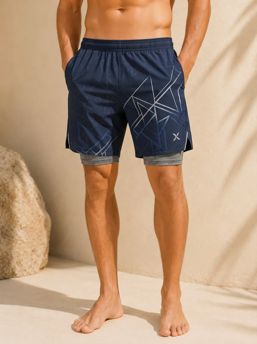 Men's Training Focus Athletic Fitness Geometric Pattern Printed Shorts