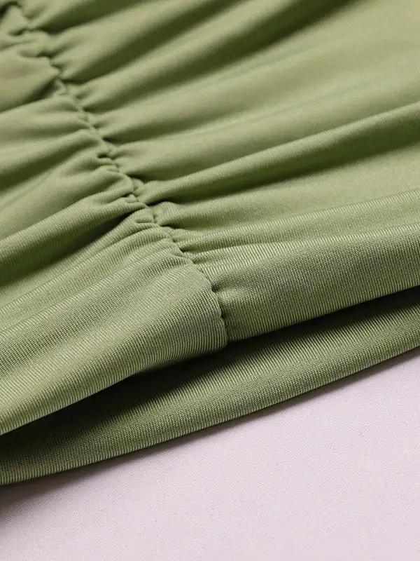 Bodycon Long Sleeve Elasticity Pleated Solid Color Off The Shoulder Mini