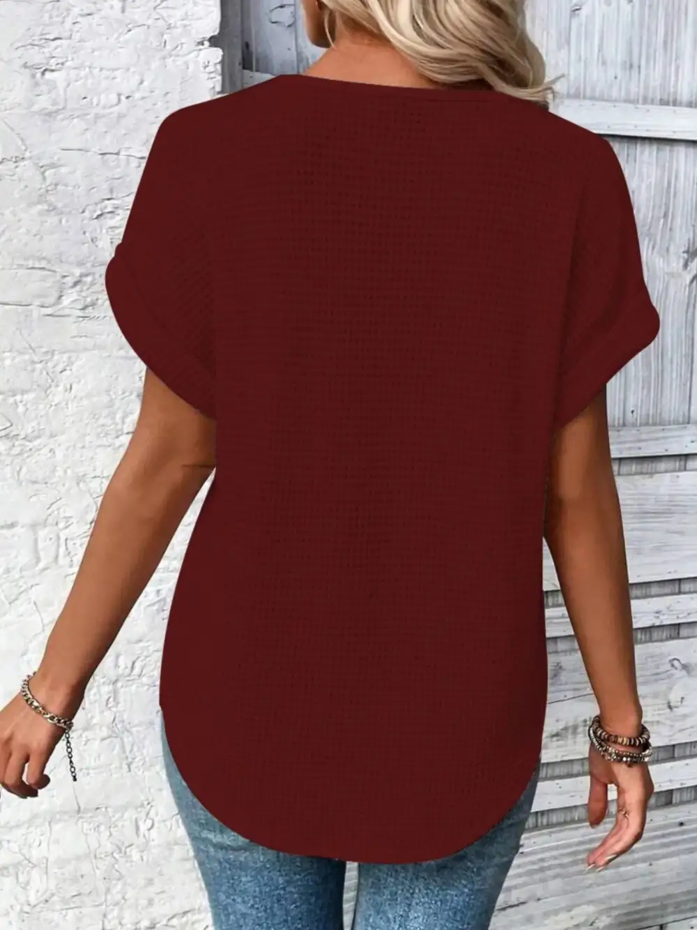 Refined Short-Sleeve Lace-Detail Knit T-Shirt