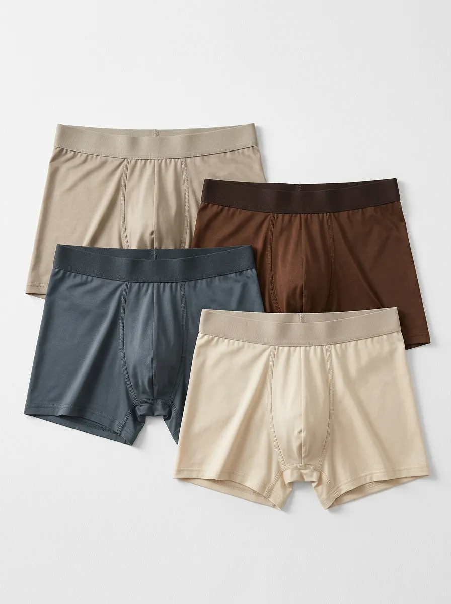 Active Solid Silhouette Men's Four Pack Boxer Briefs