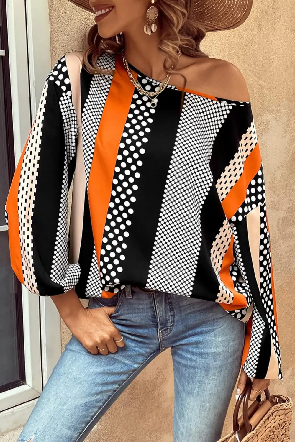 Puff Sleeve Striped Blouse