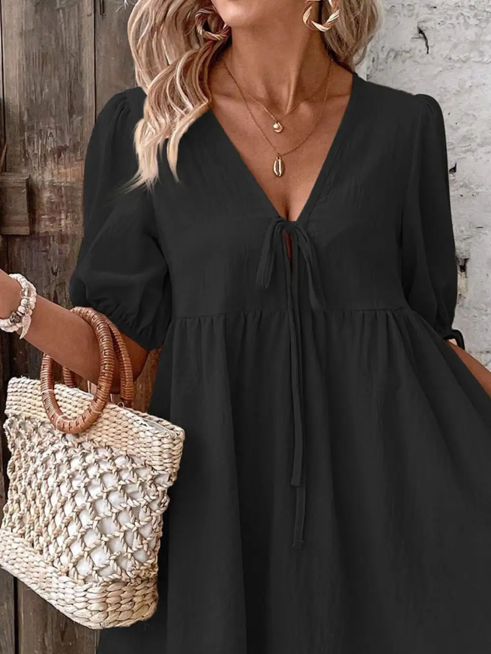 Puff Sleeve Mini Dress
