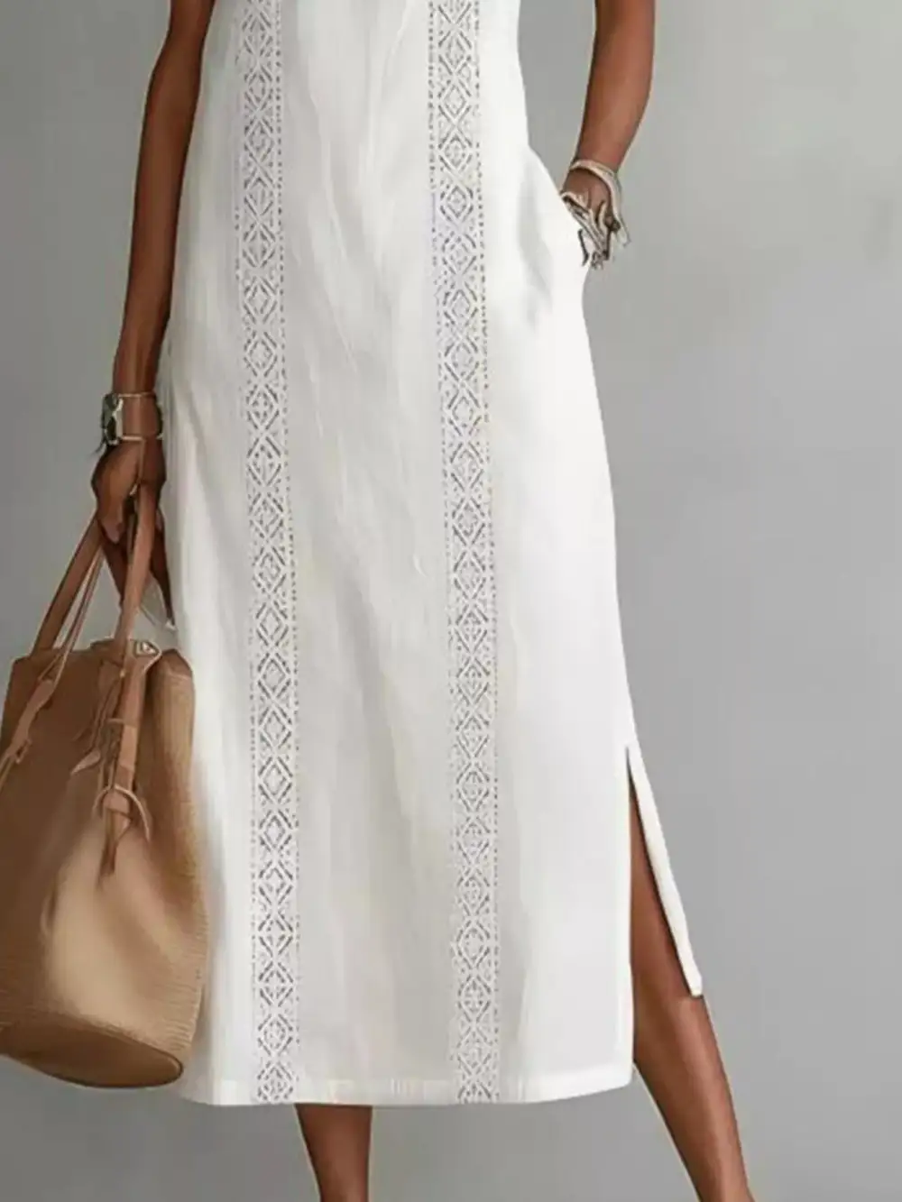 Slit Sleeveless Midi Dress