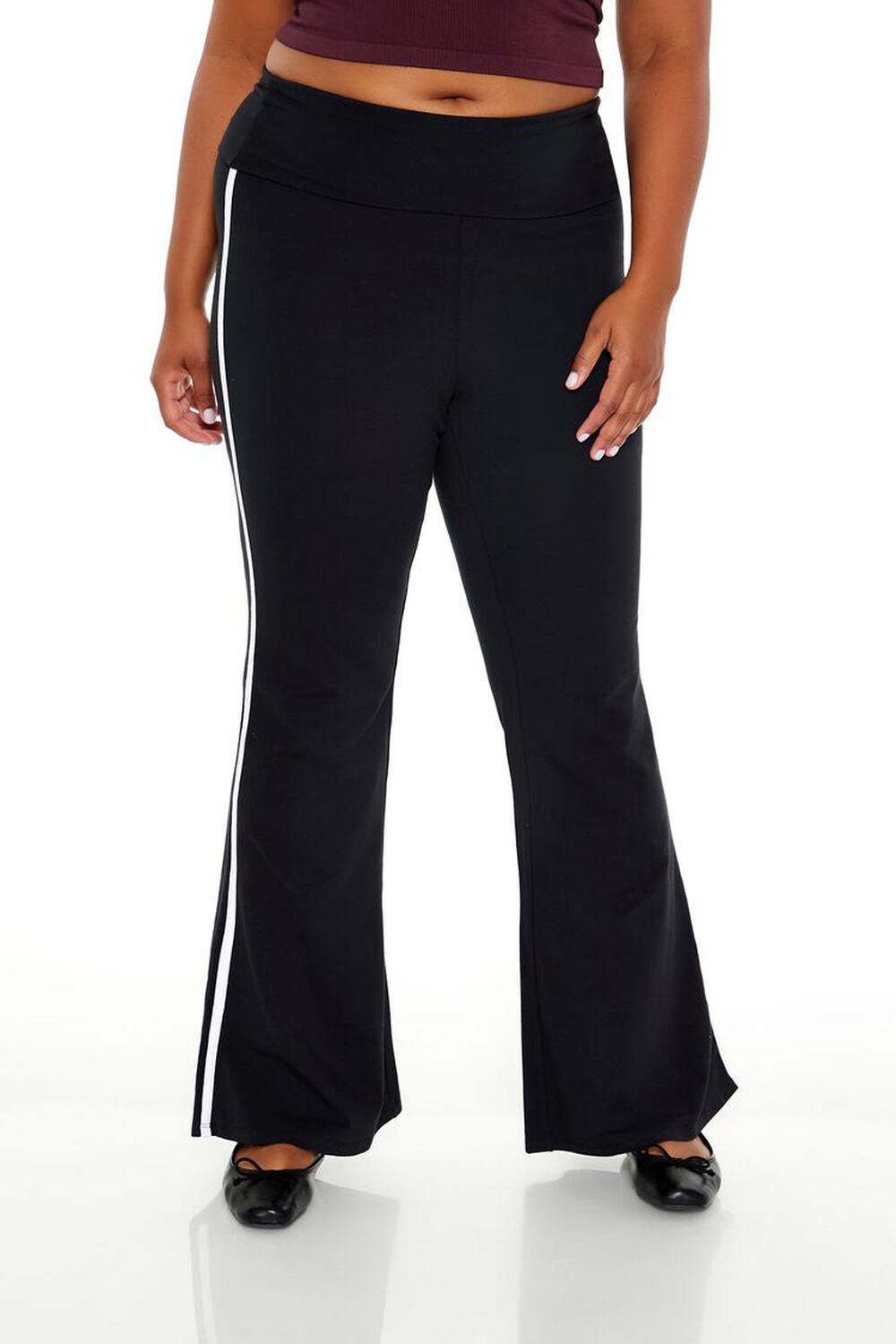 Plus Size Two-Tone Flare Leggings