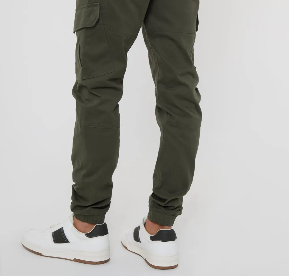 Men's Khaki Green Jogger Style Cargo Pants