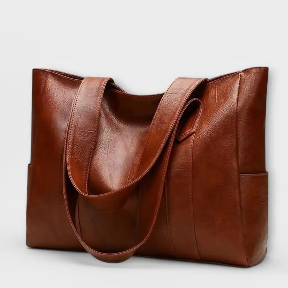 Structured Underarm Leather Handbag