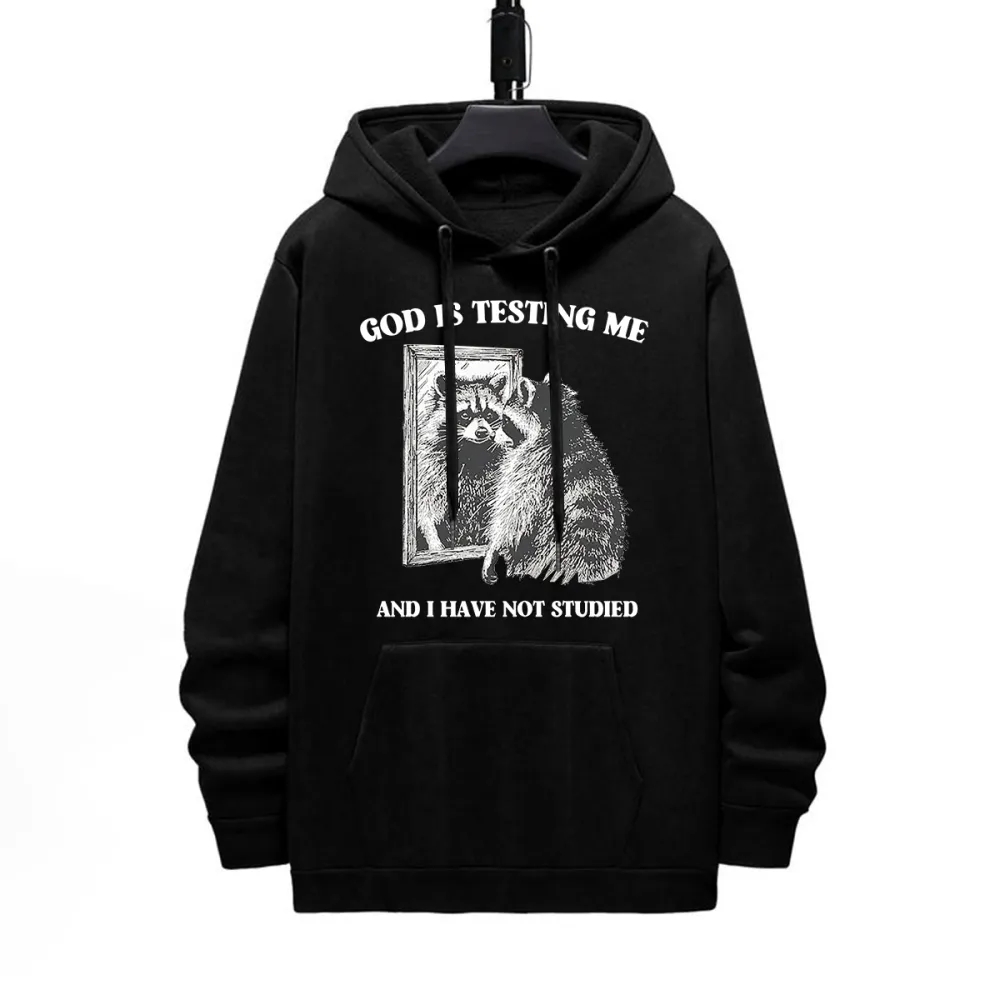 God Is Testing Me Pattern Printed Hoodie
