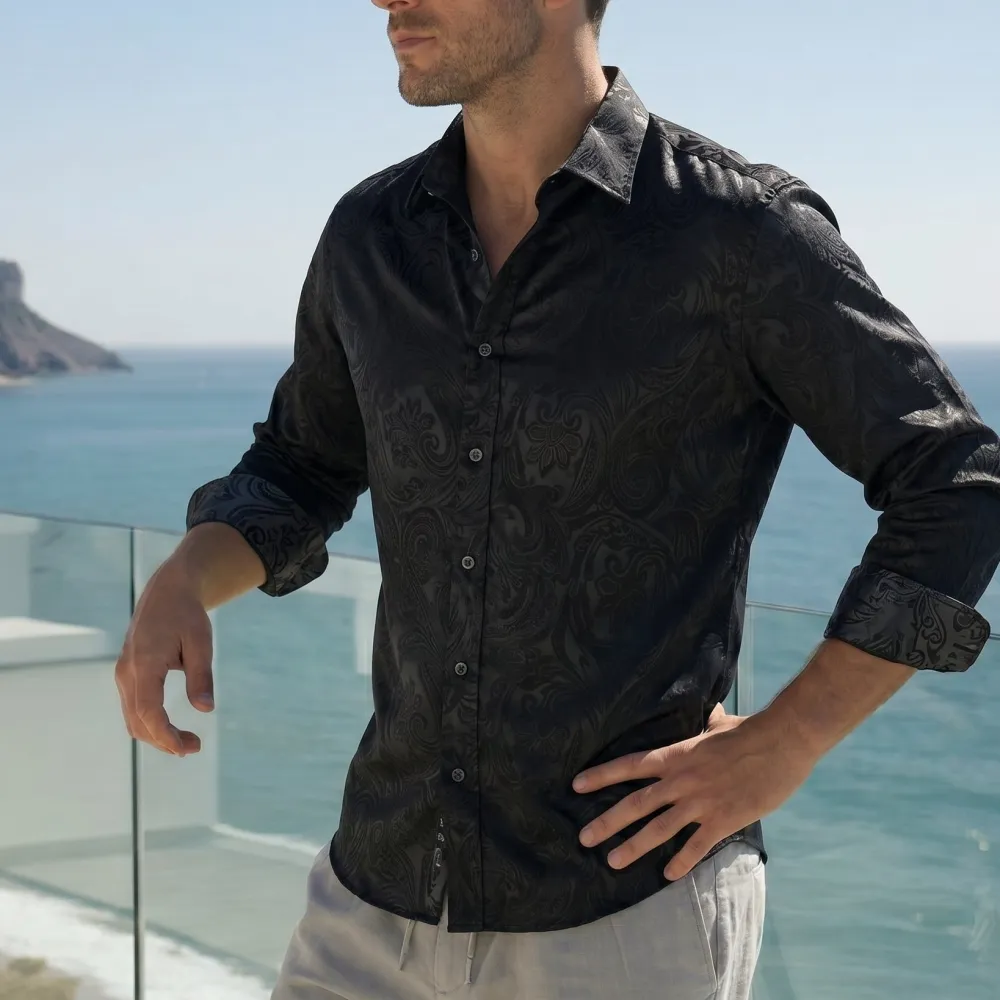 Modern Paisley Jacquard Button Up Button Shirt