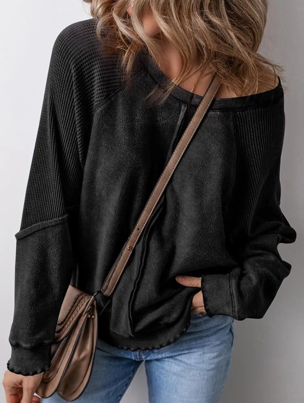Soft Layer Patchwork Loose Sweatshirt