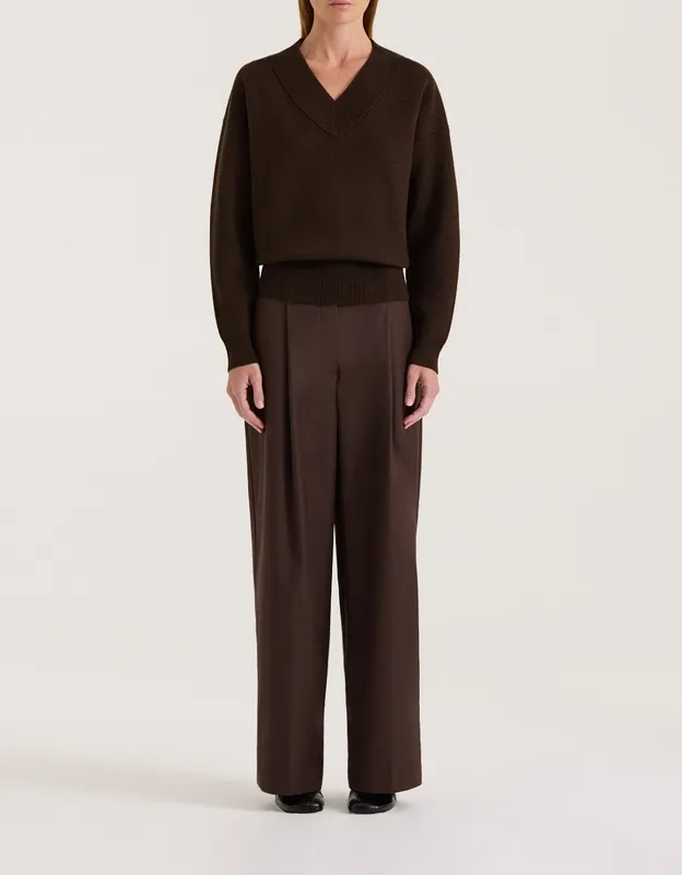 Espresso Oversized V-Neck Knit Jumper
