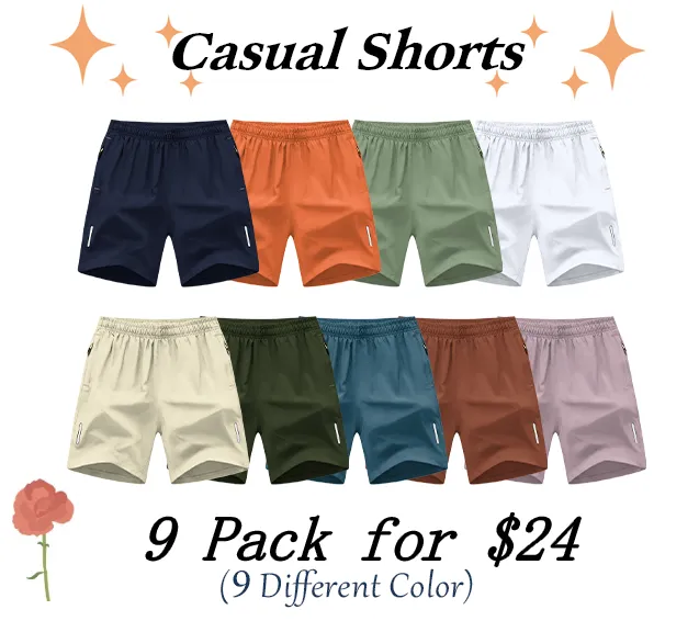 Men's Solid Color Zipper Pocket Shorts