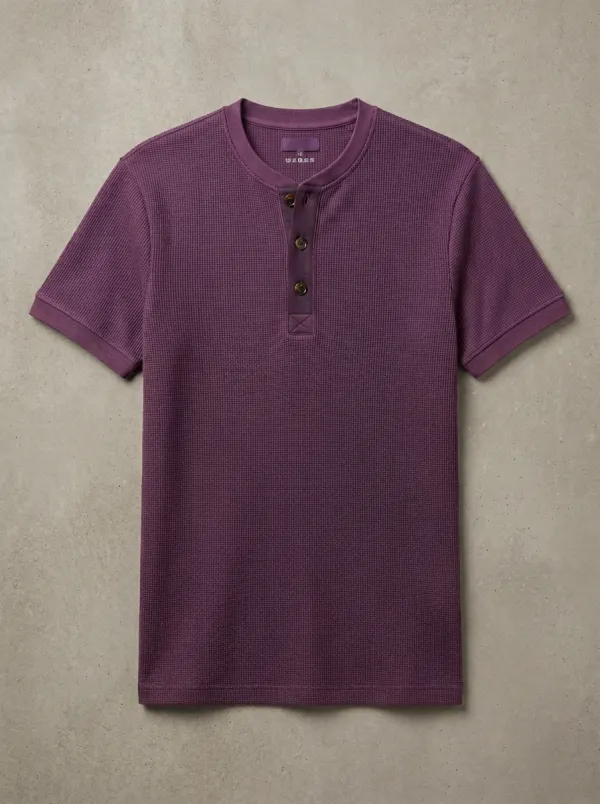 Men's Modern Waffle Knit Button Placket Henley Shirt