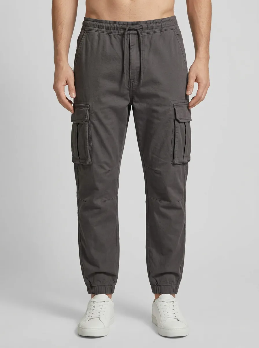 Streetwear Multi-Pocket Elastic-Waist Men's Cargo Pants