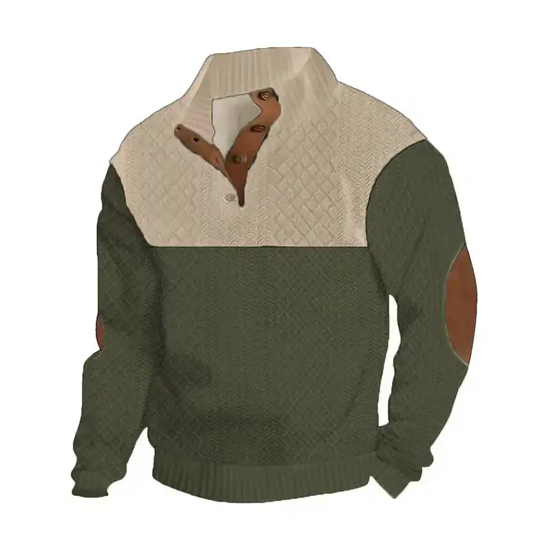 70%  OFF !! Men's Colorblock Button-Neck Sweater