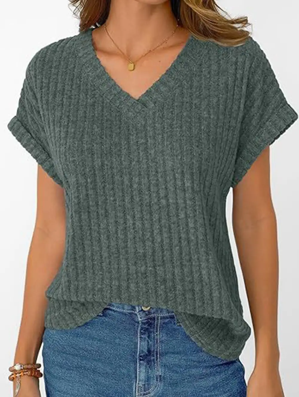 Draped V Neck Tee