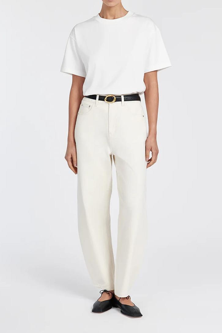 CREAM BARREL LEG JEAN