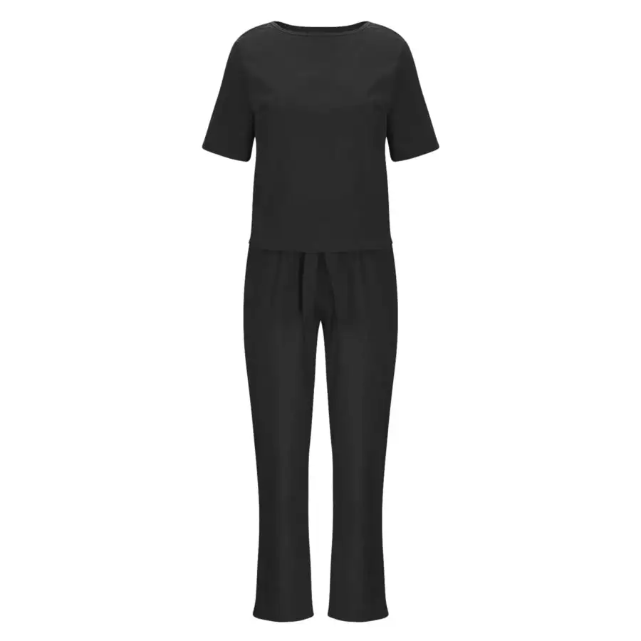 Relaxed Round Neck Short Sleeve Top and Pants Set