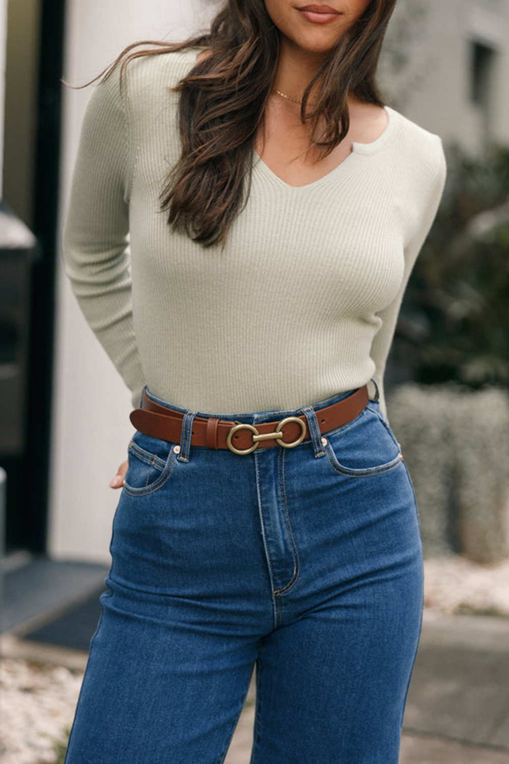 V NECK LONG SLEEVE TOP