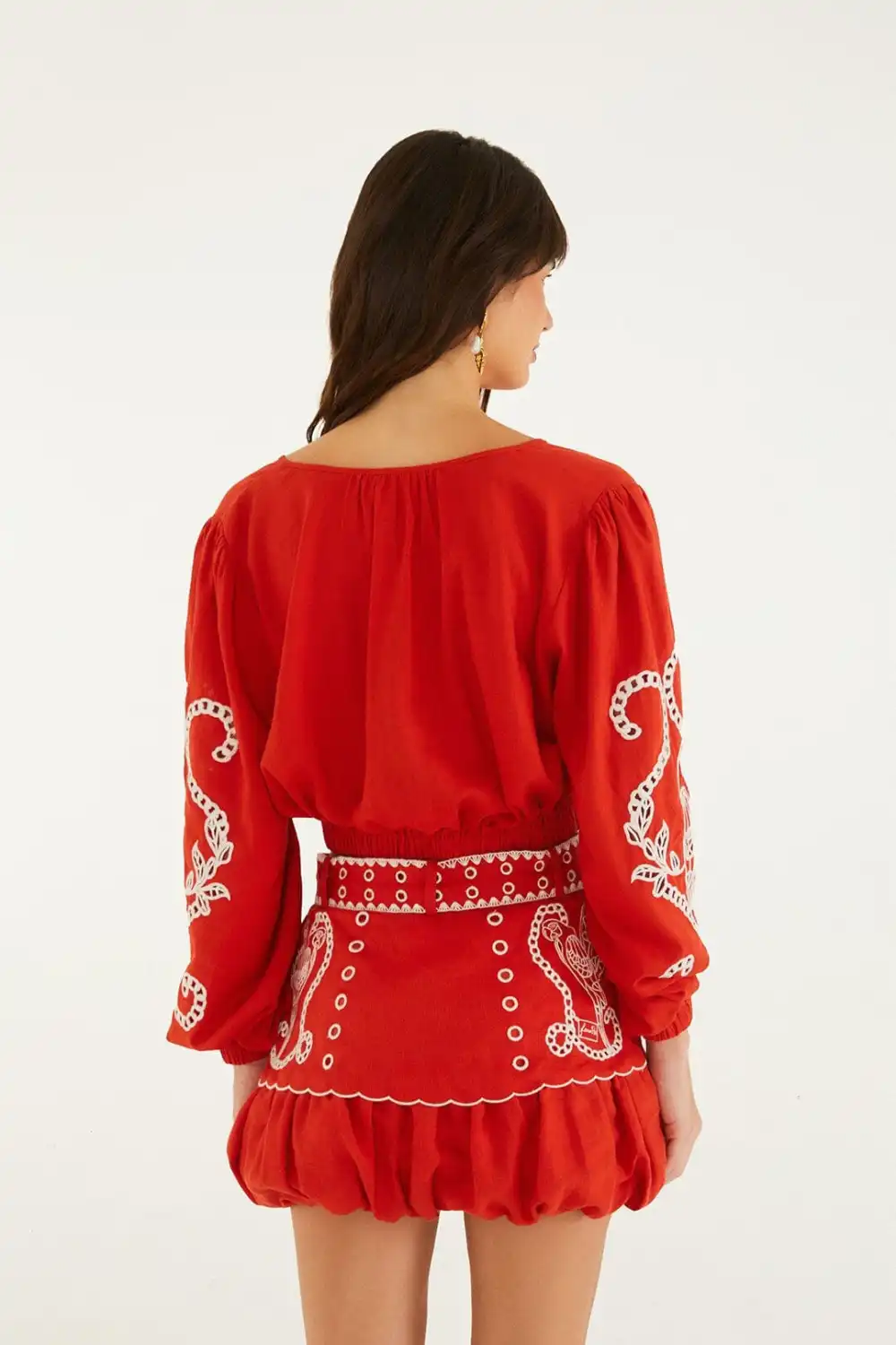 Classic Embroidered Eyelet Short-Sleeve Blouse