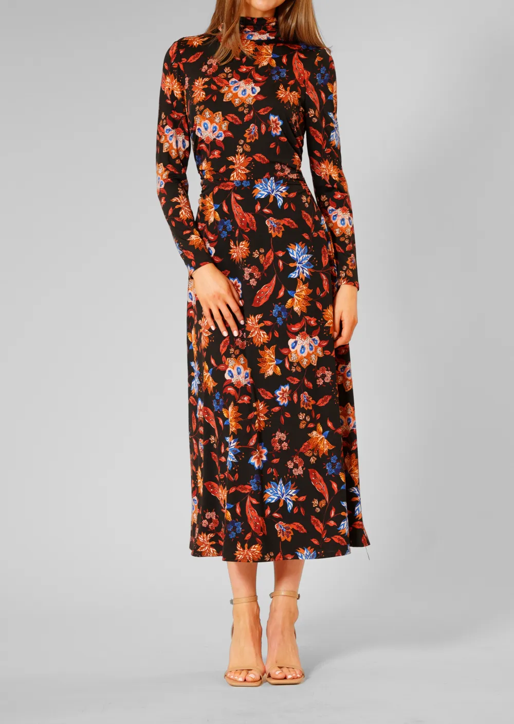 High Collar Long Sleeve Dress