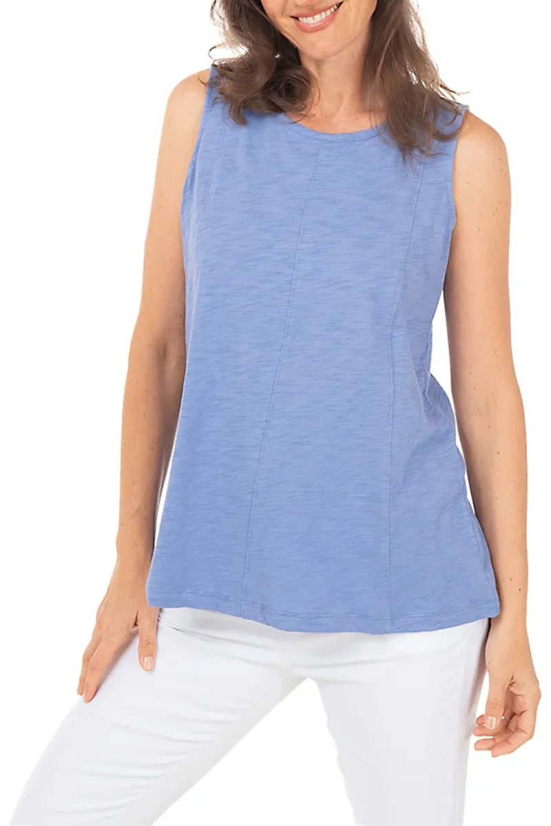 Solid Slub-Knit Seamed Tank