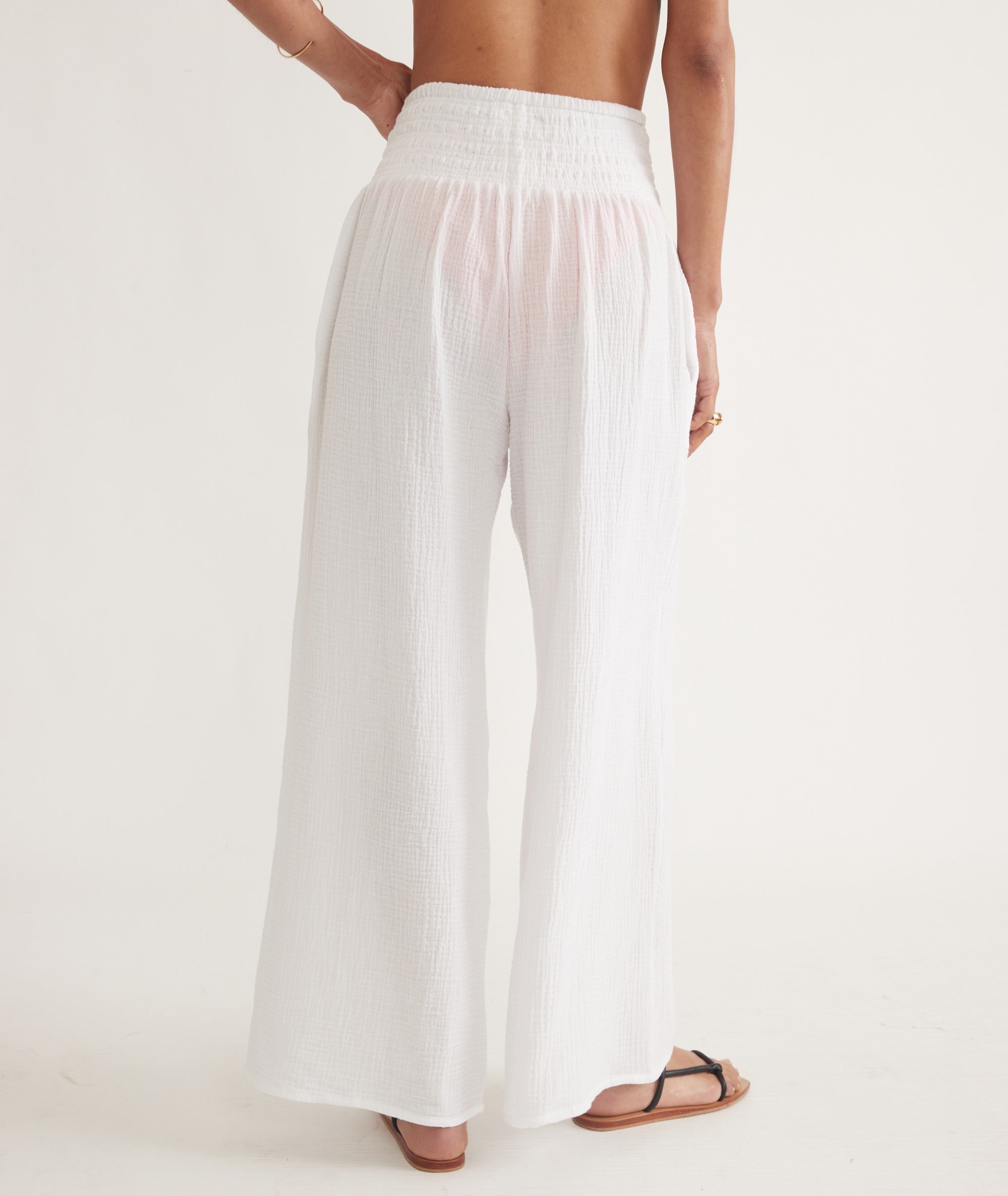 Flowy White Palazzo Pants