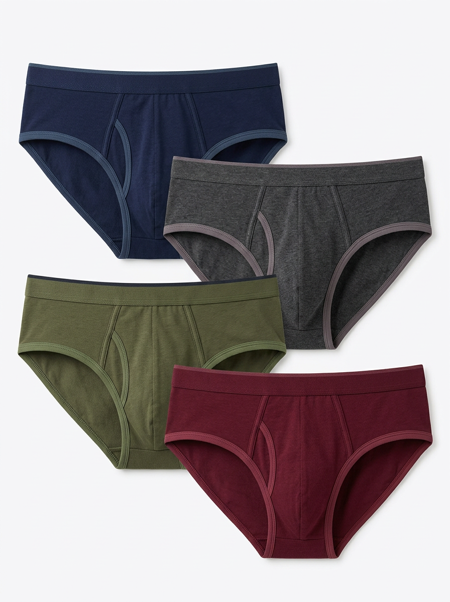 Men's Four-Pair Tonal-Bound Classic Brief Set